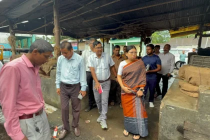 Proposed modern two-story commercial market complex in Pecharthal for local traders.