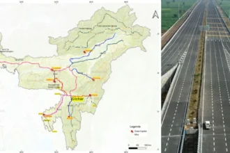 Concept illustration of the ₹23,000-crore Shillong–Silchar Greenfield Axis designed to improve connectivity and strengthen supply routes across the Northeast.