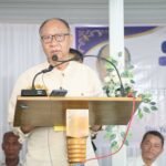 Chief Minister Yumnam Khemchand Singh addressing a public welfare camp in Imphal West, appealing for peace and harmony among citizens.