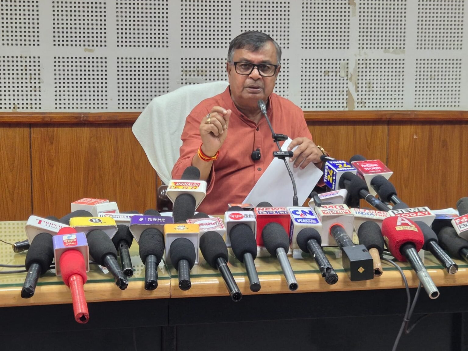 Tripura minister Ratan Lal Nath addressing the expansion of the Political Violence Victims Job Scheme.