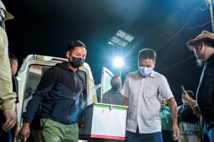Officials discussing the Manipur NIA Investigation into the murder of six Naga villagers.