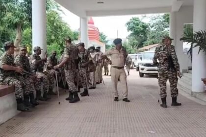 Police investigating a family property conflict following the Agartala Land Dispute incident.