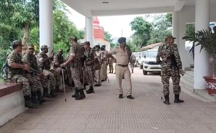 Police investigating a family property conflict following the Agartala Land Dispute incident.