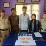 Tripura Police display seized narcotics and other contraband recovered during a major anti-drug operation valued at ₹2.36 crore.