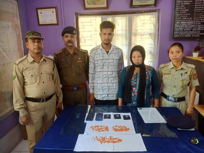Tripura Police display seized narcotics and other contraband recovered during a major anti-drug operation valued at ₹2.36 crore.