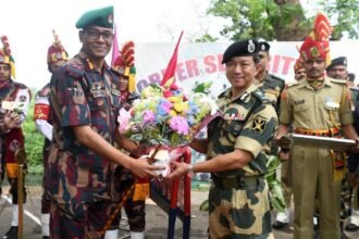 Senior BSF officers hold a border coordination meeting to review surveillance strategies and enforce night security protocols along the Tripura international border.