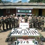 Multi-agency security personnel conduct coordinated combing operations in the fringe areas of Imphal East and Kangpokpi during a joint security sweep.