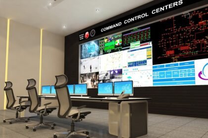 A conceptual view of a modern emergency command and control center equipped with advanced digital monitoring systems in Assam.