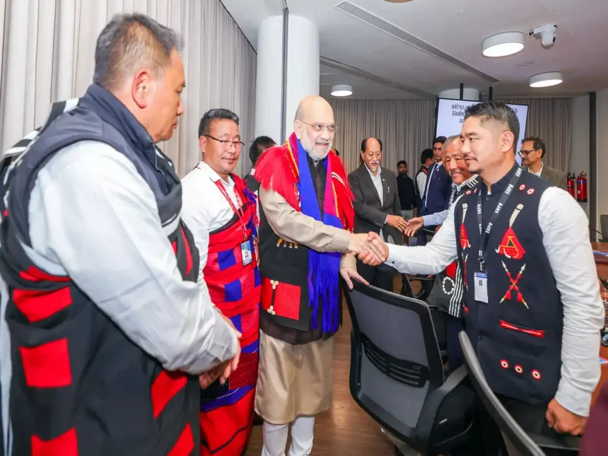 Political leaders addressing a press conference while discussing the Frontier Nagaland Territorial Authority and regional governance issues.
