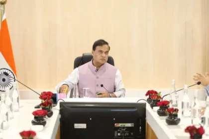 Assam Chief Minister Himanta Biswa Sarma addressing the media while announcing a major expansion of the state cabinet.