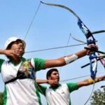Construction workers resume work on the state-sponsored archery training facility in Thoubal, which is being developed to strengthen sports infrastructure and support athlete training in Manipur.