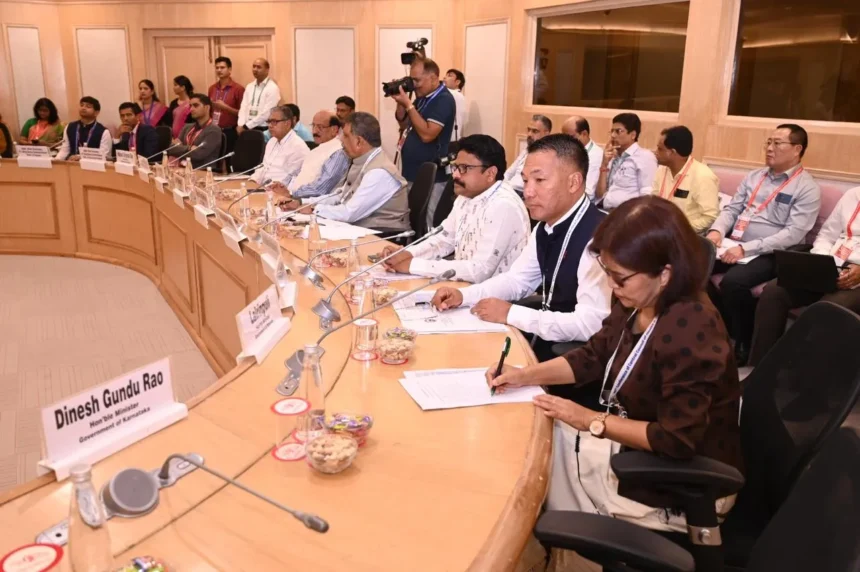 Nagaland Health Minister P. Paiwang Konyak discussing healthcare modernization and infrastructure development during a national health conference.