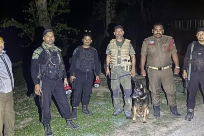 Forest officials inspect a protected forest area in Assam following an audit highlighting human settlements inside parts of National Parks and Wildlife Sanctuaries.