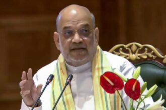 Union Home Minister Amit Shah addressing a public event while discussing the phased withdrawal of AFSPA from Northeast India.