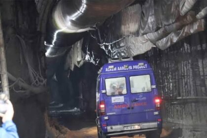 Rescue personnel conclude search operations at the NHPC Teesta VI project tunnel after completing the recovery mission.