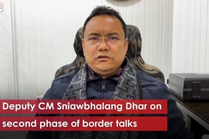 Meghalaya Deputy Chief Minister Sniawbhalang Dhar addresses the media while discussing the pending official communication from Assam on the reconstituted boundary panel.