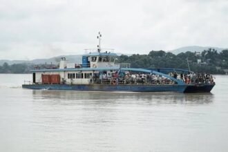 A ferry route between Dhubri and Hatsingimari remains suspended as rising river waters affect transportation services during the monsoon period.