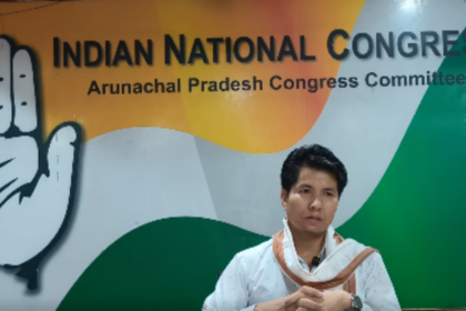 Representatives of the Arunachal Adivasi Congress address the media while calling for a parliamentary panel to examine reports of suspected Chinese border transgressions.