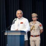 Governor Vijay Kumar Singh and Chief Minister Lalduhoma participating in the 40th anniversary celebrations of the Mizo Peace Accord in Mizoram.