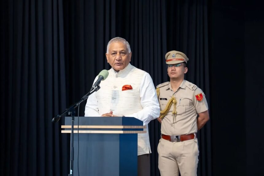 Governor Vijay Kumar Singh and Chief Minister Lalduhoma participating in the 40th anniversary celebrations of the Mizo Peace Accord in Mizoram.
