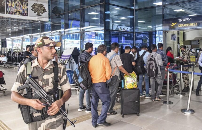 Security personnel conduct enhanced inspections of commercial vehicles and cargo at the Zokhawthar border point in Champhai as part of strengthened anti-smuggling measures.