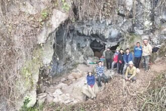 Archaeologists excavate a rock shelter in Noklak district, Nagaland, uncovering evidence of long-term human use spanning thousands of years.