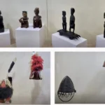 Ancient Naga warrior ornaments displayed inside the newly opened heritage gallery at the Nagaland State Museum in Kohima.