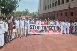 Congress MPs attend Parliament under a three-line whip ahead of expected debate over the FCRA Amendment Bill.
