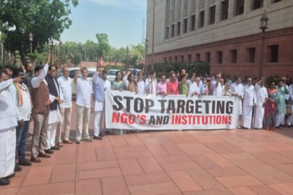 Congress MPs attend Parliament under a three-line whip ahead of expected debate over the FCRA Amendment Bill.