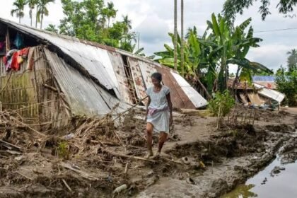 : Flood-affected areas of Sivasagar face extensive silt and mud deposits as Assam's flood death toll reaches 85.