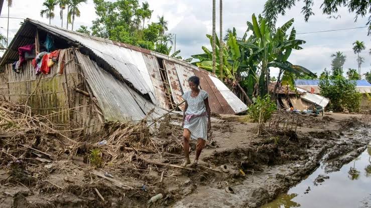 : Flood-affected areas of Sivasagar face extensive silt and mud deposits as Assam's flood death toll reaches 85.
