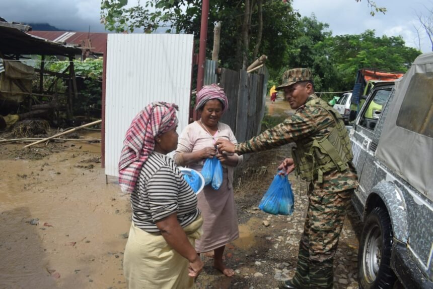 Indian Army soldier and his wife reportedly distribute 90 LPG cylinders to families affected by transportation difficulties in Manipur.