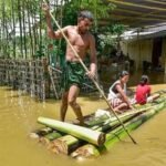 Flood-affected residents receive temporary shelter at designated relief camps established by district administrations in Assam.