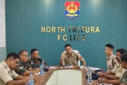 North Tripura district and police authorities coordinate joint patrols to maintain law and order during sensitive border talks.