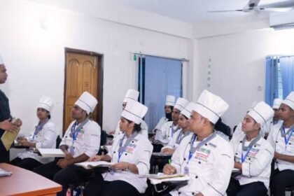 Young participants receive certificates after completing a government-sponsored hospitality management training programme in Zunheboto.