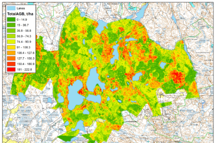 Airborne LiDAR sensors map dense forest terrain across Mimi and Hakkomute to support detailed landscape research.