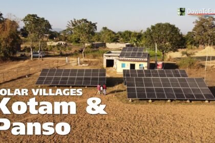 Solar micro-grid panels installed in a remote border village in Anjaw district provide clean electricity to homes surrounded by the mountainous landscape of Arunachal Pradesh.