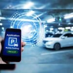 Motorists use a smartphone app to access designated smart parking spaces in downtown Kohima under the municipality's new digital parking management system.