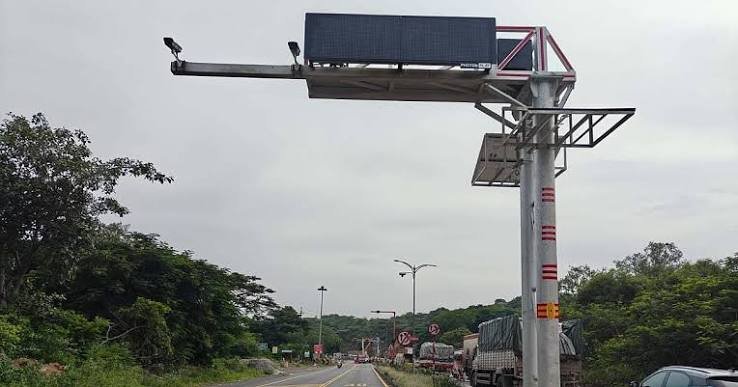 Speed cameras installed along the Nongpoh highway to monitor vehicle movement and improve road safety on an accident-prone route.