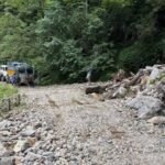 Heavy mudslides block the highway near Sela Pass, temporarily isolating Tawang as road clearance teams monitor conditions during the monsoon.