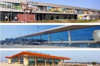 Survey teams conduct land assessment near Imphal International Airport as preparations for the airport expansion project approach completion.