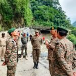 Army engineers and local officials inspect damaged road sections near Lachen while planning reconstruction and redesign work to restore regional connectivity.