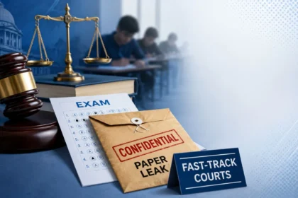 Students preparing for competitive examinations as authorities introduce fast-track courts to address national paper leak cases.