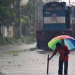 Heavy monsoon clouds cover Mawsynram in Meghalaya as the region records its highest single-day July rainfall in three years.