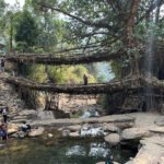 A newly strengthened steel-railed bridge replaces a damaged wooden crossing near Baghmara to improve connectivity in Meghalaya’s border region.