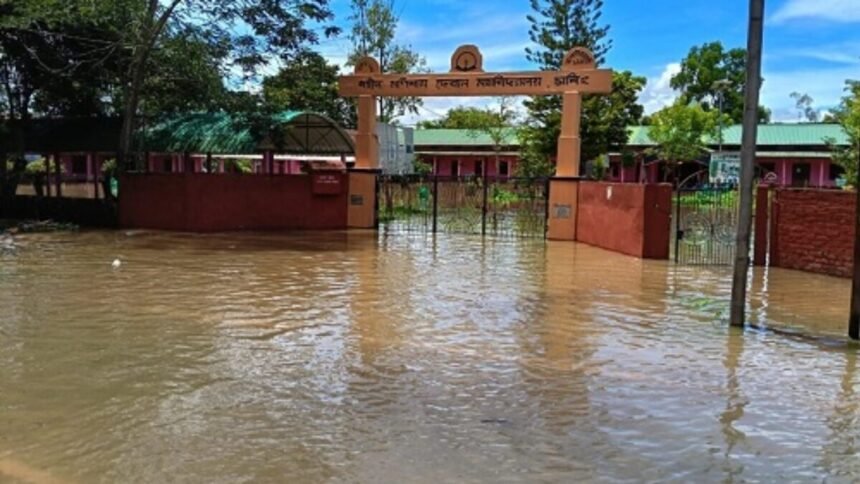 Waterlogged areas around Sivasagar schools prompt officials to seek an extension of the summer vacation for student safety.