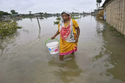 Flood-affected families in Assam receive government relief assistance following displacement caused by severe flooding.
