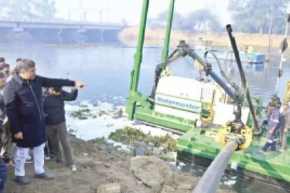 Municipal workers use heavy machinery to remove silt and debris from drainage channels in Dimapur as part of an urgent initiative to prevent urban waterlogging.