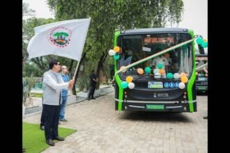 Electric buses introduced under the PM eBus Sewa Scheme operating as part of Shillong’s modern public transport network
