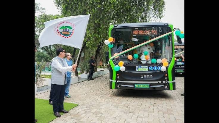 Electric buses introduced under the PM eBus Sewa Scheme operating as part of Shillong’s modern public transport network